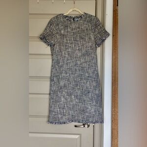 J. McLaughlin Navy and White Textured Mini Dress